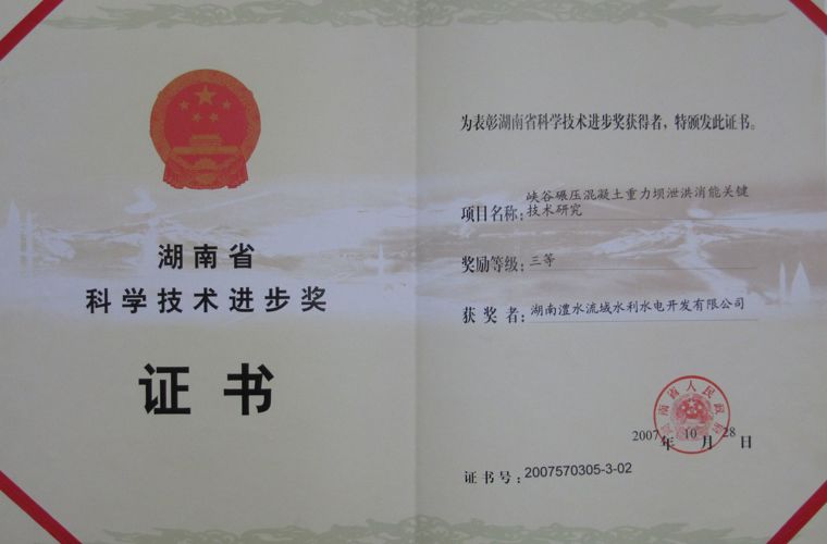 湖南省科學技術(shù)進步三等獎
